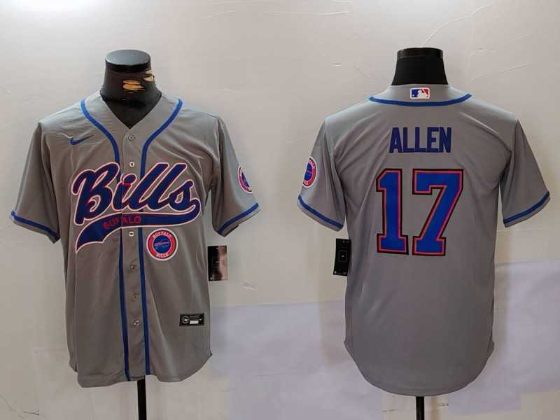 Mens Buffalo Bills #17 Josh Allen Grey Team Cool Base Stitched Baseball Jerseys